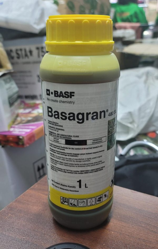 Basagran 480 herbicide pack for post-emergence weed control, available from Dawn Farmers Ltd in Nairobi, Kenya
