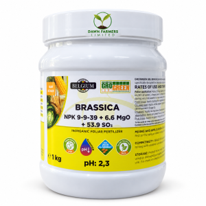 GROGREEN GEL Brassica foliar fertiliser 1 kg jar with Dawn Farmers logo